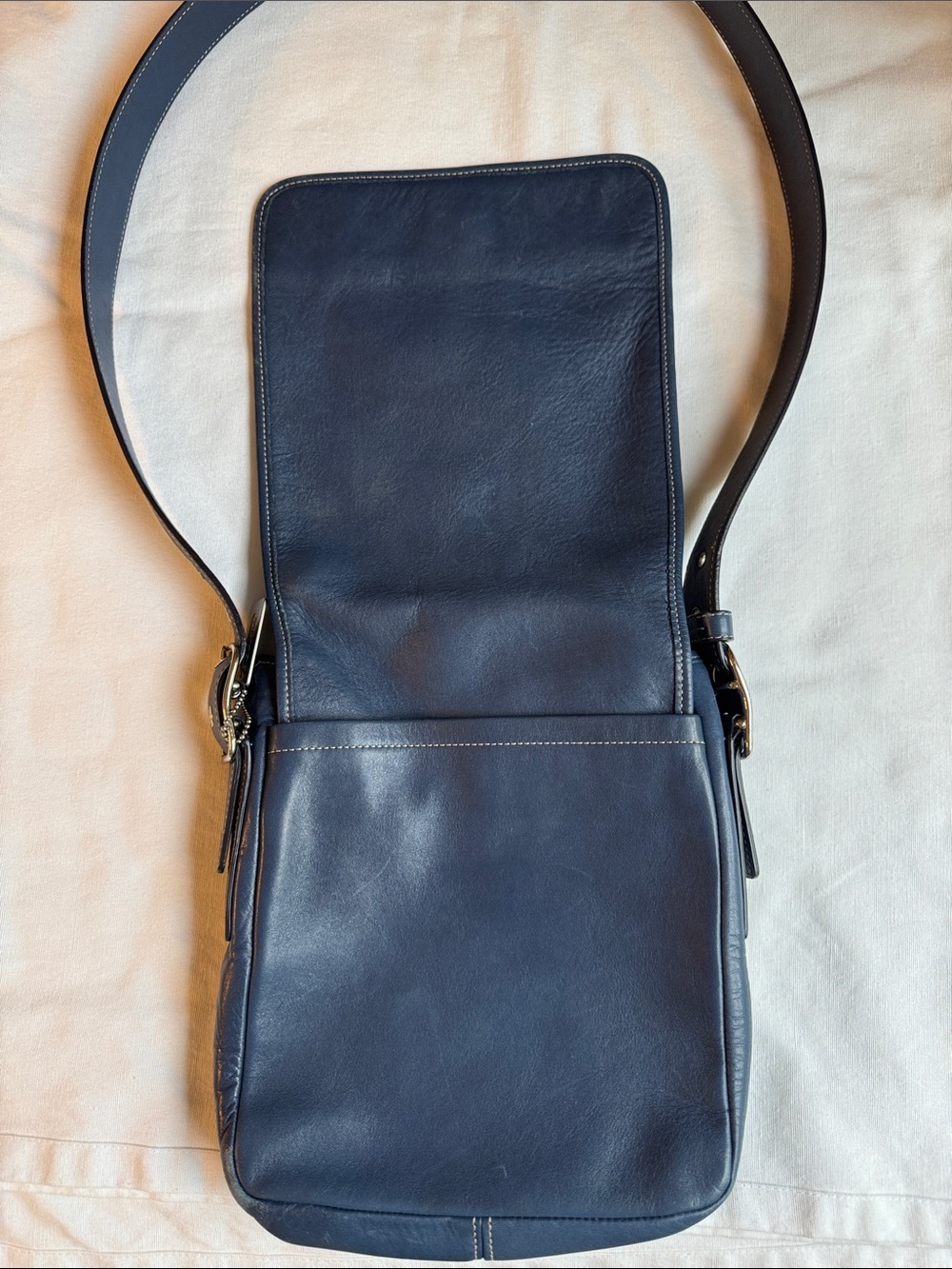 Coach Vintage Blue Leather Messenger Crossbody 9335 - Picture 3 of 10